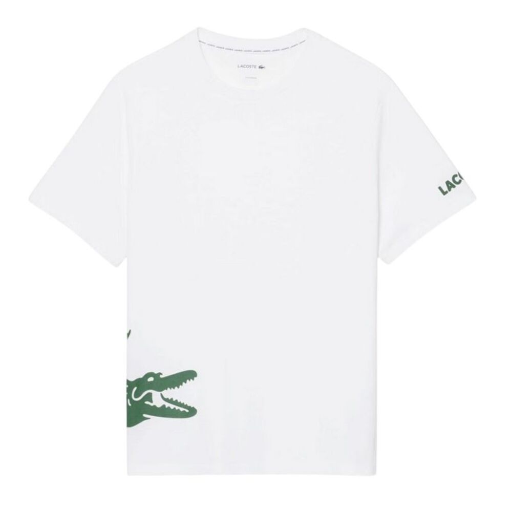 Lacoste Mens Back Print Cotton Short-Sleeved Pajama Top / White